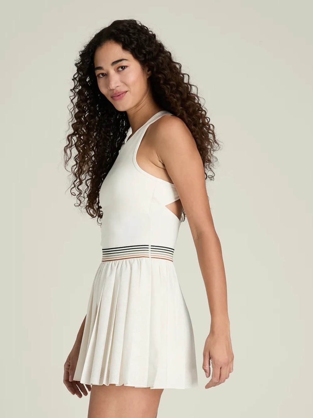 NWT Wilson Laser Cut Pleated Tennis Dress Ivory Cream - Picture 4 of 8